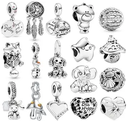 Popular 925 Sterling Silver Cute Silver Star Cat Elephant Mushroom Pendant for Original Charm Bracelet Ladies Jewelry1018309