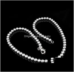 Pendenti con perline Drop Delivery 2021 Gioielli con 6 mm 4 mm di sfere in argento sterling numero 8 mm 10 mm nastro 925 catene rotonde solide collane4897375