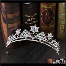 Clips Barrettes Jewelry Baroque Princess Crown Rhinestone Tiara Bredding Star Headdress 수제 수정 머리카락 ACCE6456185