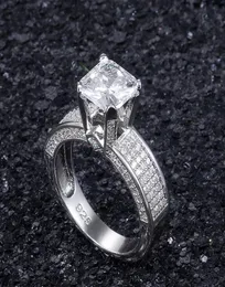 Anéis de casamento clássicos de zircônia quadrada para mulheres, luxo, brilhante, cz, festa de noivado, joias, anel brilhante, bague femme, inteiro7584351