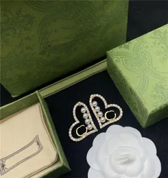 Lame Love Love Rhinestone Charm Earrings Pearl Double Letter Letterports Personal Personal Diamond Box3213607