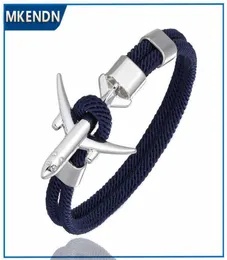 Mkendn moda avião âncora pulseiras homens charme corda corrente paracord pulseira masculino feminino estilo envoltório metal esporte gancho x07069431150