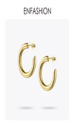 Enfashion Small Hoop Earrings Solid Gold Color Eorthity Earings 여성 보석을위한 스테인레스 스틸 서클 이어링 EC171023 T1906257902859