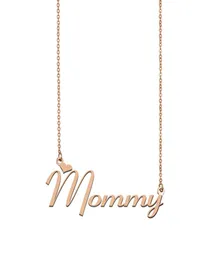 Colar com nome da mamãe pingente de placa de identificação personalizada para mulheres meninas presente de aniversário crianças amigos joias 18k banhado a ouro inoxidável ste2326597