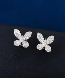 S925 silver stud earring butterfly shape with sparkly diamond for women wedding jewelry gift have stamp PS32232648857