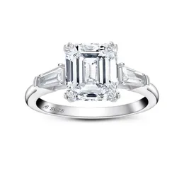 Emerald Cut Engagement for Women 3stone Wedding 925 STRERLING SREBRY Obietnica Ring2708874
