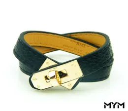 Ny intage Multilayer Pu Leather Bangle -armband för kvinnor manschett Bangles män guldspänne armband pulseras hombre manlig accessorie1542055