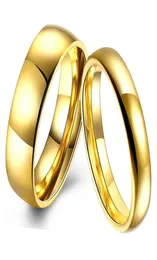 Anel de aço inoxidável clássico, cor dourada, anéis de casamento, amantes suaves, aliança de casamento, conjuntos de joias de noiva, anel 8026512