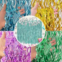 Party Decoration Sparkle Tinsel Foil Fringe Curtains Wavy Backdrop For Baby Shower Birthday Wedding Christmas Under The Sea Decorations