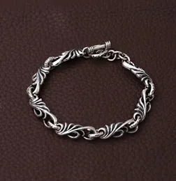 Personlig 925 Sterling Silver Jewelry Antique Silver American European Handmade Designer Scroll Link Chain Armband för män W7159670