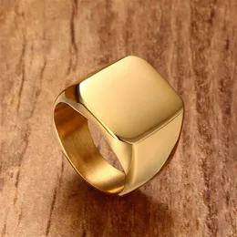 Nuevo estilo simple cuadrado cuadrado gran ancho sello hombre anillo titanio acero dedo multi color joyas de hombres rápida 2819