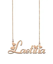 Laetitia nome colares pingente personalizado para mulheres meninas crianças amigos mães presentes 18k banhado a ouro inoxidável 3622527