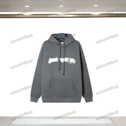 xinxinbuy 2024 Men designer hoodie tröja brev graffiti tryck långärmad kvinnor blå svart vit grå s-2xl