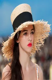 2019 Kadın039S Yaz Sepet Şapkası Fedoras Sombrero Mujer Panama Yüksek üst şapka plaj Vintage Silindir Moda Brimmed Visor2605074