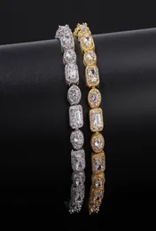 Bracciale da uomo quadrato tondo con diamanti misti Bracciale Bling Tenns in oro argento 8 pollici 8 mm simula diamanti braccialetti Braceles233v3516218