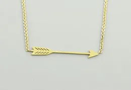 Minimalista uma direção seta pingente colar feminino masculino jóias de aço inoxidável corrente ouro pena collier bijoux femme9378960