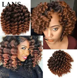 Lans Wand Curl Hair 8 Inch Jamaican Bounce Synthetic Crochet flätor Hårförlängning 20StrandSpack LS08Q3370706