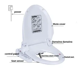Täcker smart toalettlock uppvärmd toalettstol täcke bidett toalettstolar squat intelligent automatisk elektronisk badrum flush gångjärn accessori