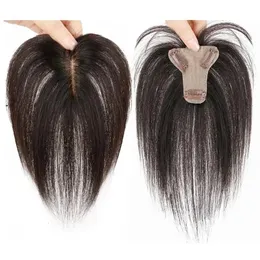 Bangs Bangs Echthaar-Topper für Frauen, Clip-in-Topper mit 3D-Air-Bangs, 7 cm x 8 cm, Haarteile für leichten Haarausfall, Volumenabdeckung, graues Haar 2