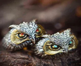 Kuroyoshi Handmade Ring Men039s and Women039s Opening Adjustable Index Finger Owl Vintage Engraving Silver Jewelry Trend222w1525545