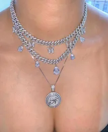 4110cm تمديد سلسلة الصندوق الهندسي الدائري قلادة محفورة Evil Lucky Iced Out Bling CZ Netclace893747