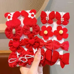 Accessori per capelli 8 pezzi Clip per arco perla Anno Farfalla Barrette per bambini Forcine per fiocco con paillettes Cuore Orecchio Fiore Set a becco d'anatra