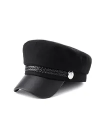 قبعات العسكرية العسكرية غير الرسمية امرأة القطن القبعات مسطحة القبعات السوداء الرجعية القبعة الكورية الأسلوب czapka zimowa damska gorros mujer 6666272