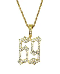 hip hop numero 69 collane con ciondolo diamanti per uomo lega d'argento dorata strass lusso collana 6ix9ine catena cubana moda je4269210