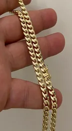 REAL 10K أصفر الذهب المطلي بالرجال Miami Cupan Link Chain Necklace Scay 6mm Box Lock6164035