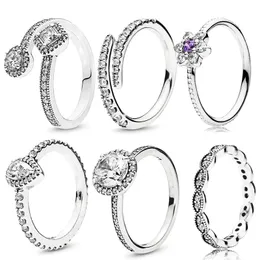 Ny populära 925 Sterling Silver Rings vattendroppar tunn fingerring transparent CZ Ms Bröllop smycken mode tillbehör gåva5