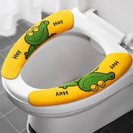 Toilet Seat Covers Universal Cover Soft Cartoon WC Paste Sticky Pad Washable Bathroom Warmer Lid Cushion