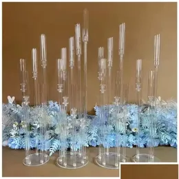 Mum Tutucular 5 PCS Düğün Dekorasyon Centerpiece Candelabra Clear Candle Tutucu Akrilik Şamdanlar Düğünler İçin Etkinlik Partisi SS0401 OT307