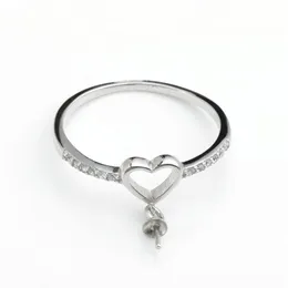 Hopearl Jewelry 925 Sterling Silver Settings Zircon Heart Ring Flugh DIY نتائج لؤلؤة جبل 3 قطع 224J