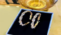 Hoop Huggie 45mm Diamond Earring Kvinnans smycken Känsliga öron Stora stora örhängen Passar originalmärke Charms för fintillverkning2578480