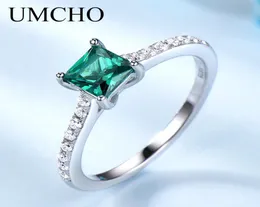 Umcho Green Emerald Stone Pierścienie dla kobiet Oryginalna 925 Srebrna moda May Birthstone Romantic Gift Fine Jewelry 203113894