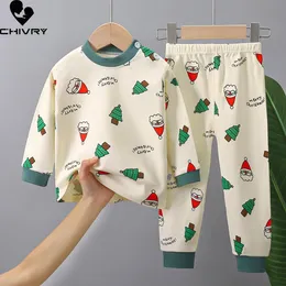 2023 Kids Boys Girls Pajama Sets Cartoon Print Dift Long Rleeve Cute Tshirt Tops With Pants Toddler Baby Autumn Sleeping Ubrania 231226