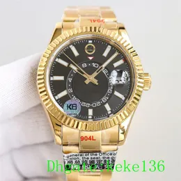 3 cores de alta qualidade homens assistem relógios de pulso 326938 42mm de ouro amarelo eta Cal 9100 Movimento GMT Mês Trabalho de Calendário Automático mecan204n