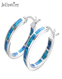 Jellystory High Quality 925 Stelring Silver Stud Earrings 24mm Circle Opal Gemstone Earrings For Women Wedding Jewelry Gifts 220218671200