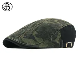 FS Camouflage Beret Hat for Men Men Women Cerringbone Caps Umyj bawełniany newsboy Cap Cabbie Ivy Flat Hat Regulble Spring Summer3946811