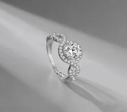 Moda europejska i amerykańska S925 Srebrna Znakomita Pierścień Diamentowy Diament wydrążony w luksusowe eleganckie prezent biżuterii 7944347