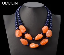 Uddein Bohemian Maxi Necklace Women Double Layer Beads Chain Harts Gem Vintage Statement Choker Halsband Pendant Smycken Y20079453166