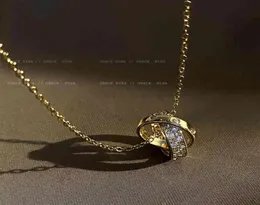 High-Sense-Diamant-Intarsien-Doppelring-Halskette, leichte Luxus-Nische, Dign-Sense-Schlüsselbeinkette, weiblicher Sommer-Ins-Cool-Style-Hals-Chai2863367