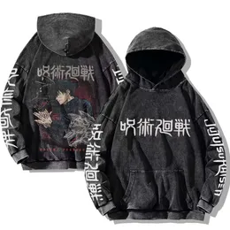 Yeni Jujutsu Hoodie Japonya Manga Külot Yıkanmış Pamuk Hoodies Gojo Satoru Sweatshirt Erkekler için Fushiguro Megumi Baskı Giysileri