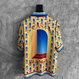 Overhemden Casa Designer Mode Kleding Overhemden Trainingspakken Dropped Satijn Casablanca-stijl Geel Fantasie Deur Los Heren Dames Veelzijdig