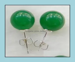 Ohrstecker, Schmuck, echt, 10 mm, natürlicher grüner Jadeit, Jade 925, massiv, AAA-Qualität, Drop-Lieferung 2021, Jpvfw9037845