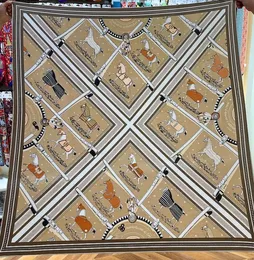 Шелковый кашемировый платок с принтом «Десять лошадей», женские зимние дизайнерские большие шелковые шарфы, шарф с закрученными краями, палантин, одеяло 140 см5948277