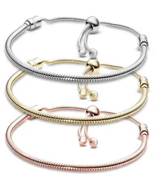 Bracciali placcati in argento Catena da 3 mm Ciondoli con vestibilità regolabile Bracciale rigido in oro rosa Bracciale donna Donna Festa di Natale Regalo di compleanno6820781