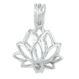 925 Silver Locket Cage Lotus shape Pearl Gem Beads Cage Pendant Can Open Sterling Silver Pendant Mounting DIY Jewelry Fitting310J