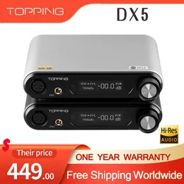 イヤホントッピングDX5 MQAデコーダーES9068AS*2 DACヘッドフォンアンプDSD512 PCM768KHZ LDAC/USB/光/同軸入力XLR/RCA/6.35mm出力