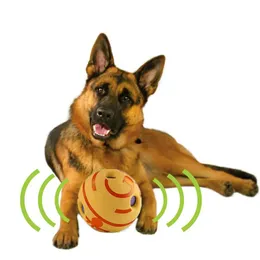 Toys Dog Toy Fun Giggle Sounds Ball Pet Cat Dog Toys Silicon Jumping Interactive Toy Training Ball för små stora hundar T200229